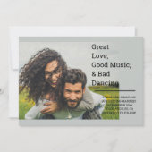 Persoonlijke geweldige liefde, goede muziek en sle save the date (Voorkant)