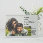 Persoonlijke geweldige liefde, goede muziek en sle save the date (Staand voorkant)