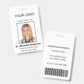 Persoonlijke gewone witte dokter foto identiteit badge (Voor- en achterkant)