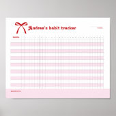 Persoonlijke Gewoonte Tracker Roze Strik  Poster (Voorkant)