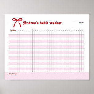 Persoonlijke Gewoonte Tracker Roze Strik  Poster