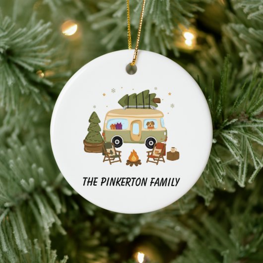 Persoonlijke gezellige kerstcamper keramisch ornament (Boom)