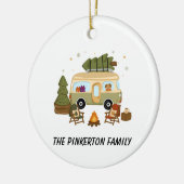 Persoonlijke gezellige kerstcamper keramisch ornament (Links)