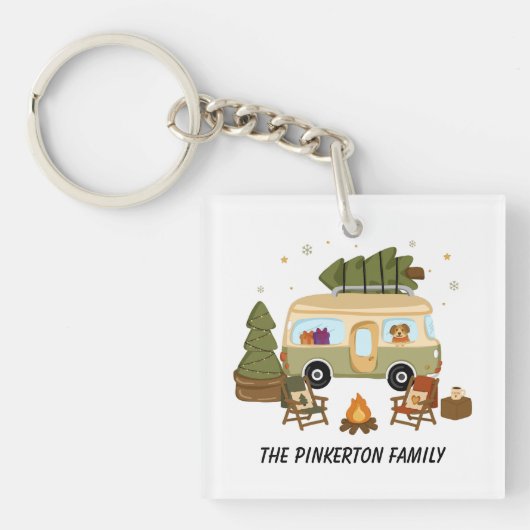 Persoonlijke gezellige Kerstcamper Sleutelhanger (voorkant)