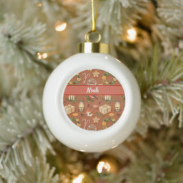 Persoonlijke gezellige kerstnaam keramische bal or ornament
