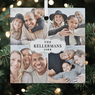 Persoonlijke gezelschap 4 foto-collage Kerstmis Glas Ornament