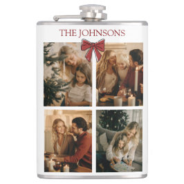 Persoonlijke gezins kerst foto collage fles heupfles