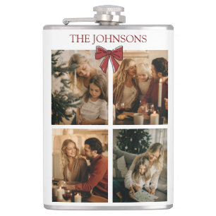 Persoonlijke gezins kerst foto collage fles heupfles