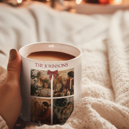 Persoonlijke gezins kerst foto collage mok