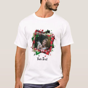 Persoonlijke gezinsfoto van huisdier Kerstframe T-shirt