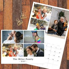 Persoonlijke gezinsfotocollage 2027 kalender 