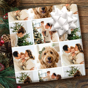 Persoonlijke gezinsfotocollage met Kerst Cadeaupapier