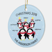 Persoonlijke gezinshereniging van 5 pinguïns kerst keramisch ornament (Links)