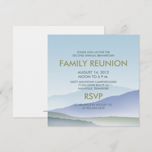 Persoonlijke gezinshereniging van het Misty Mounta Kaart (Voorkant / Achterkant)