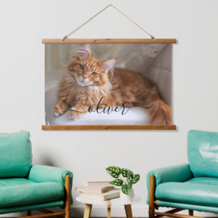 Persoonlijke Gezinskat Foto Maatwerk Hangend Wandkleed