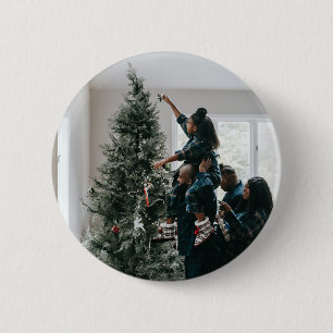 Persoonlijke gezinskerstfoto  ronde button 5,7 cm