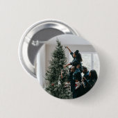 Persoonlijke gezinskerstfoto  ronde button 5,7 cm (Voorkant /achterkant)