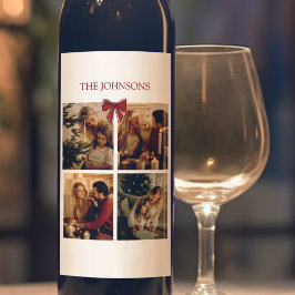 Persoonlijke gezinskerstfoto's wijnlabel wijn etiket