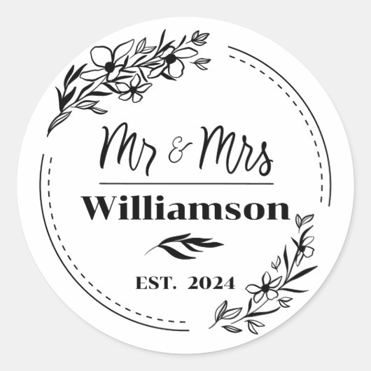 Persoonlijke Gezinsmonogramstickers Ronde Sticker (Voorkant)