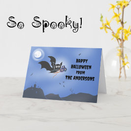 Persoonlijke gezinsnaam Halloween kaart Cute Vleer