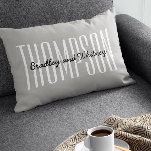Persoonlijke Gift Modern Gray Familienaam Kussen