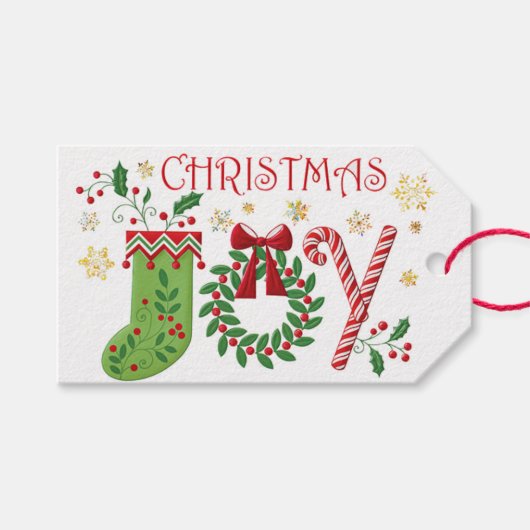 Persoonlijke Gift Tags - Kerstvreugde Cadeaulabel (Voorkant (Horizontaal))