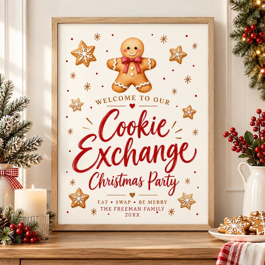 Persoonlijke Gingerbread Cookie Exchange Welkom Poster