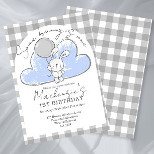 Persoonlijke Gingham Some Bunny Is One Verjaardag Kaart