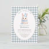 Persoonlijke Gingham Some Bunny Is One Verjaardag Kaart (Staand voorkant)
