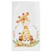 Persoonlijke Giraffe Baby Shower Klein Cadeauzakje (Achterkant)