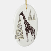 Persoonlijke Giraffe en kerstbomen Keramisch Ornament (Rechts)