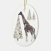Persoonlijke Giraffe en kerstbomen Keramisch Ornament (Links)