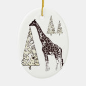 Persoonlijke Giraffe en kerstbomen Keramisch Ornament (Voorkant)