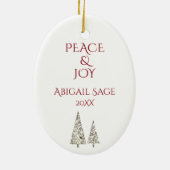 Persoonlijke Giraffe en kerstbomen Keramisch Ornament (Achterkant)