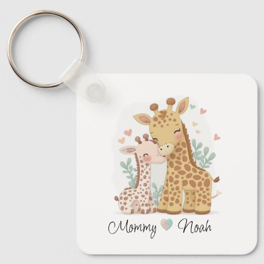Persoonlijke Giraffe Love Baby Sleutelhanger (Voorkant)
