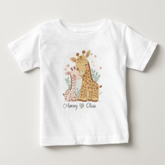Persoonlijke Giraffe Love Baby T-Shirt (Voorkant)