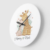 Persoonlijke Giraffe Love Wall-klok Grote Klok (Hoek)