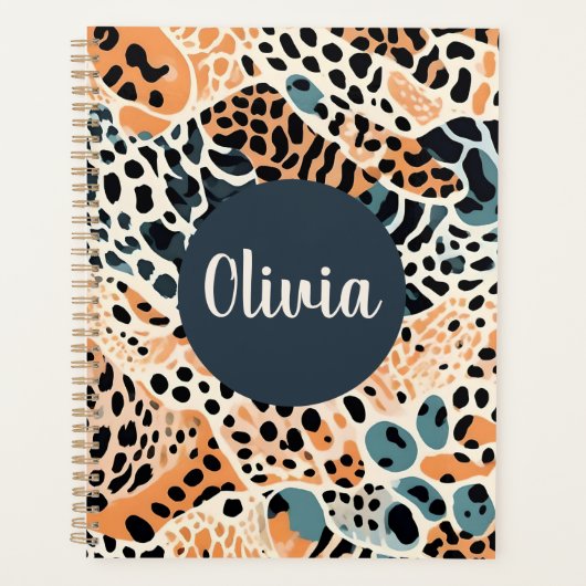 Persoonlijke Giraffe Luipaard Dierprint Planner (Voorkant)