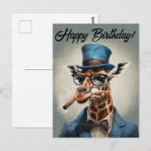 Persoonlijke giraffe met hoed op Gelukkige verjaar Briefkaart (Voorkant / Achterkant)