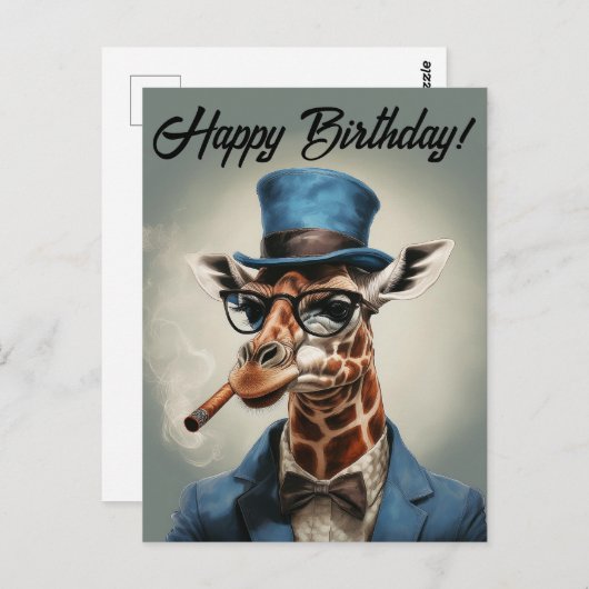 Persoonlijke giraffe met hoed op Verjaardagsfelici Briefkaart (Voorkant / Achterkant)