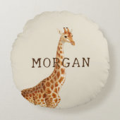 Persoonlijke Giraffe Safari Rond Kussen (Voorkant)