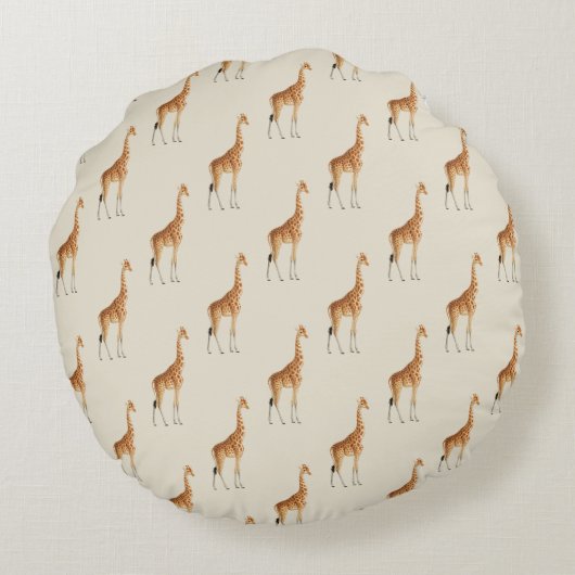 Persoonlijke Giraffe Safari Rond Kussen (Achterkant)