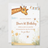 Persoonlijke Giraffe Safari Verjaardagsuitnodiging Kaart (Voorkant)