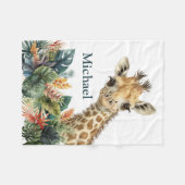 Persoonlijke Giraffe Schattige Waterverf Nursery B Fleece Deken (Voorkant (Horizontaal))