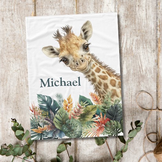 Persoonlijke Giraffe Schattige Waterverf Nursery B Fleece Deken