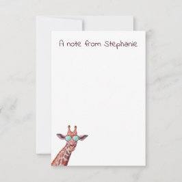 Persoonlijke Giraffe Waterverf Paars Funny Notitiekaartje