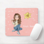 Persoonlijke Girl Boss Muismat met Hartjes (Met muis)