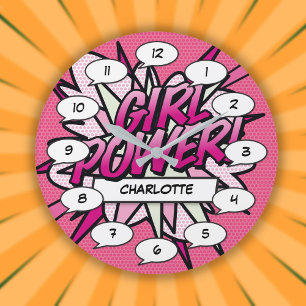 Persoonlijke GIRL POWER-stripboek Roze Grote Klok