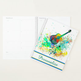 Persoonlijke gitaar en akkoorden spatten planner