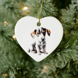 Persoonlijke Gladharige Fox Terrier Puppy Keramisch Ornament